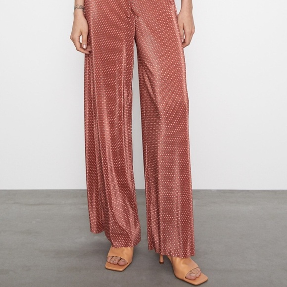 ZARA Ruffle Pleated Top + Pants Set - Picture 2 of 5